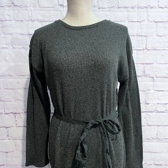 Zara Green Stretch Long Sleeve Belted Sweater Dress Size Small Pullover Chic - Picture 3 of 11